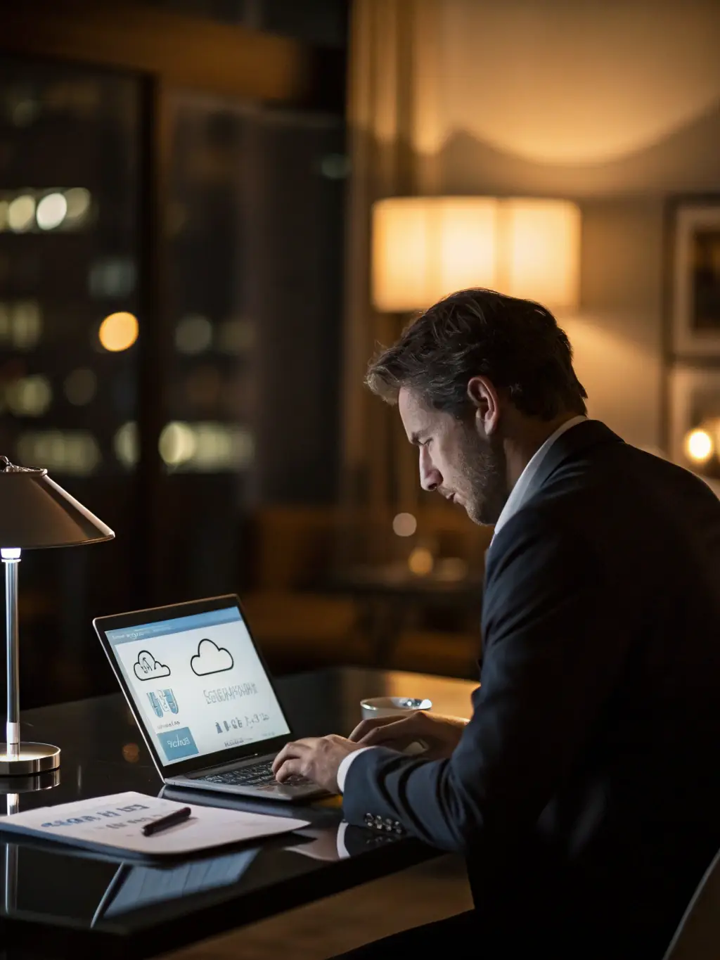 A business professional using a Mitel telephony system in a modern office, showcasing the user-friendly interface and seamless communication capabilities, highlighting Netexpress's expertise in telephony solutions.