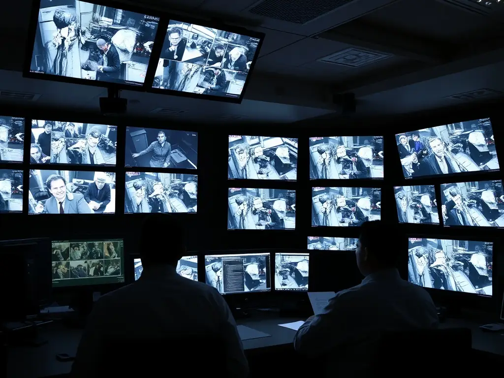 An office security setup with CCTV cameras, access control systems, and a monitoring station, showcasing Netexpress's comprehensive security solutions.