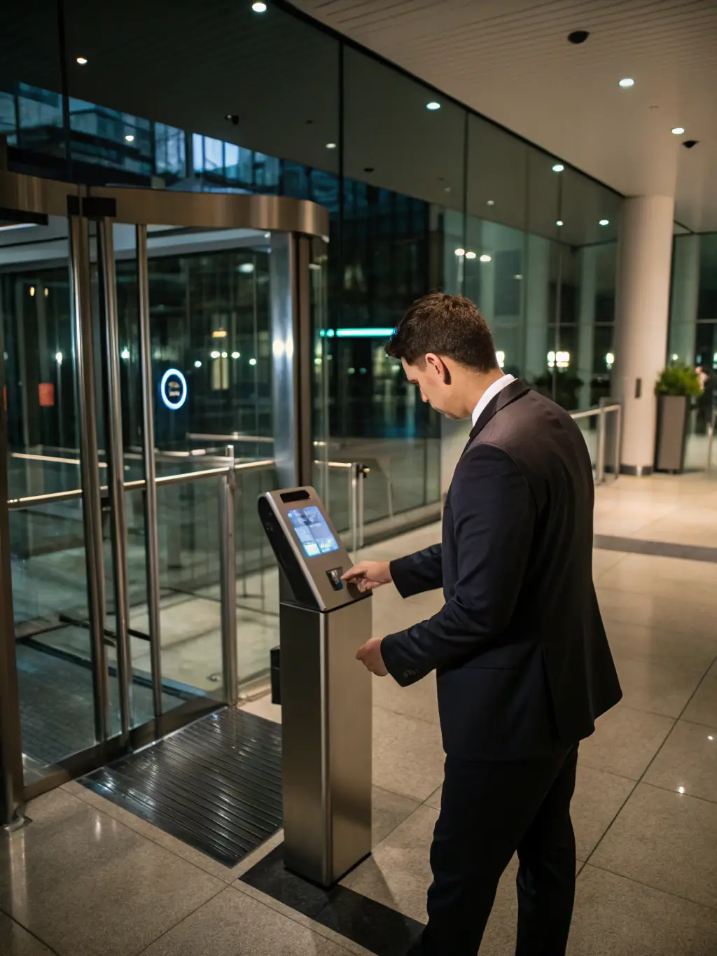 A modern office security system featuring CCTV cameras, access control keypads, and biometric scanners, demonstrating Netexpress's comprehensive approach to office security.