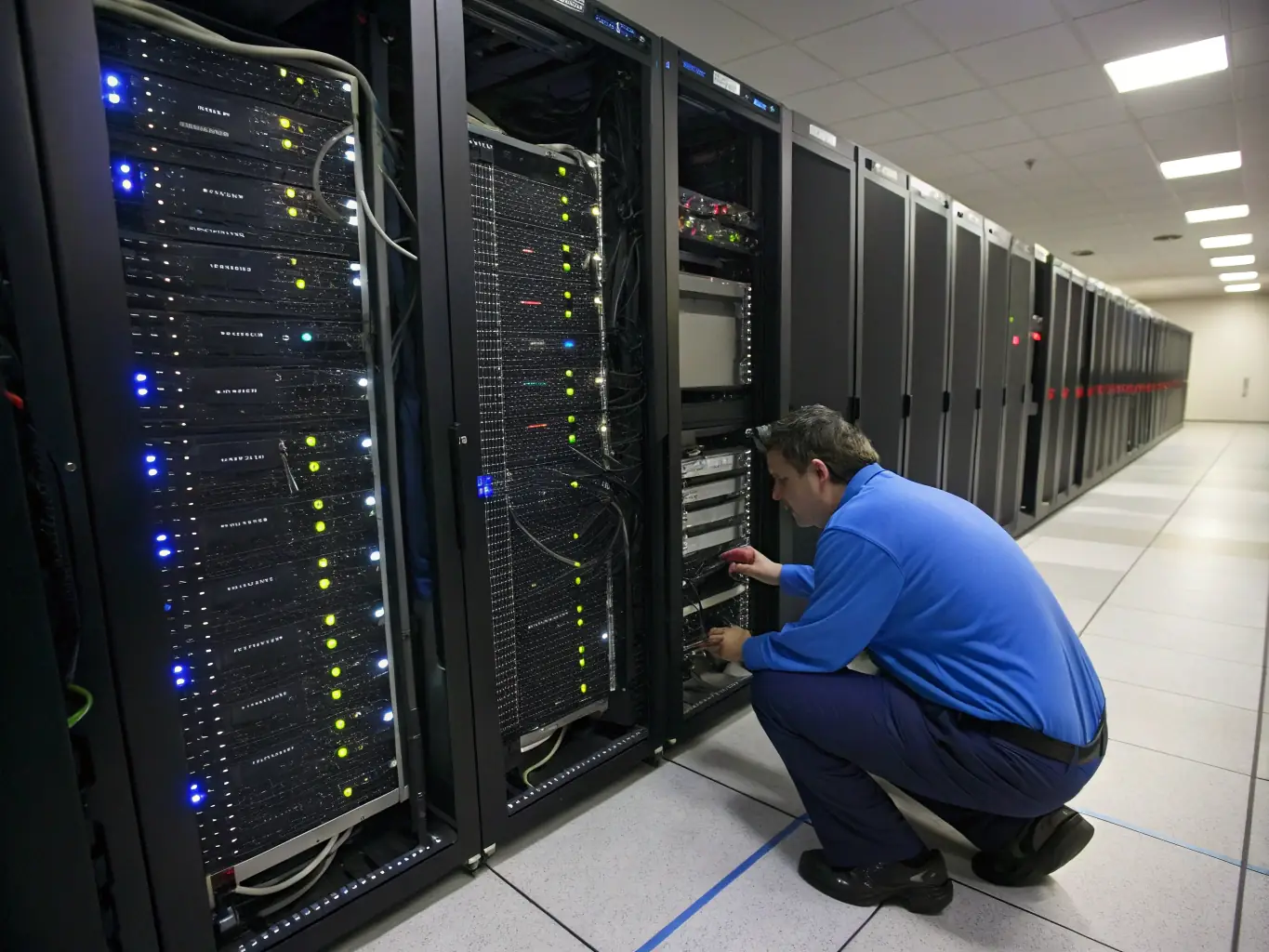 A server room with APC UPS systems, highlighting Netexpress's capabilities in data center solutions and power management.