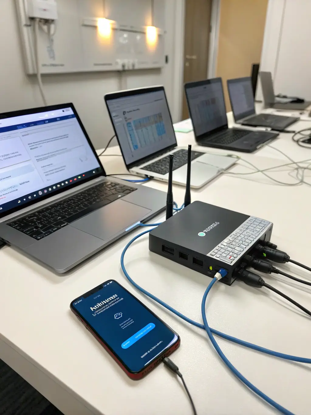 A visual representation of a secure network with multiple devices connected, highlighting Netexpress's commitment to providing secure and reliable network solutions.